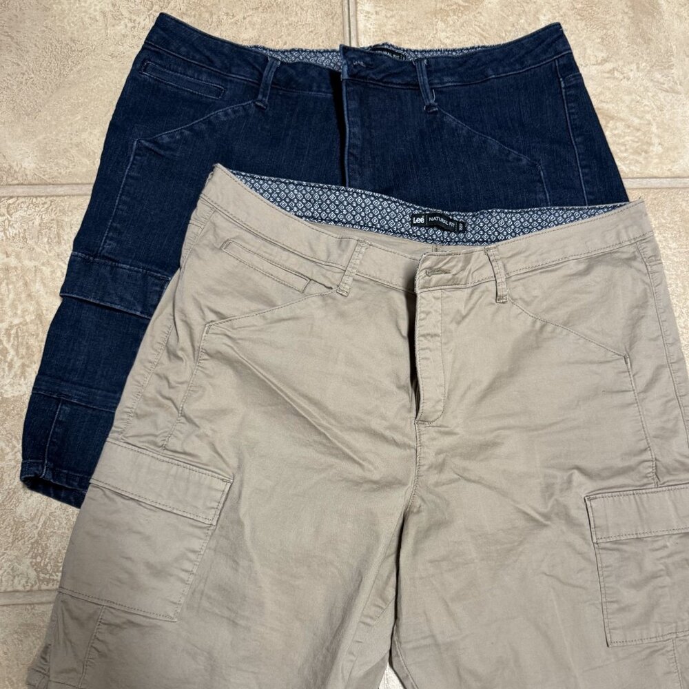 Lee Women's Cargo Shorts in Khaki and Navy - Comfortable Everyday Fit